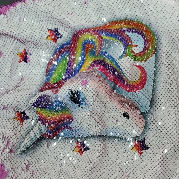 💥50% sale💥"Kaitlyn" unicorn sequin flip drawstrong bag #1289 - Picture 3 of 7